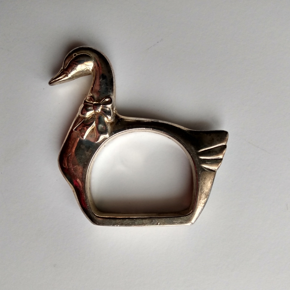 Vintage Silver Plated Goose Napkin Ring